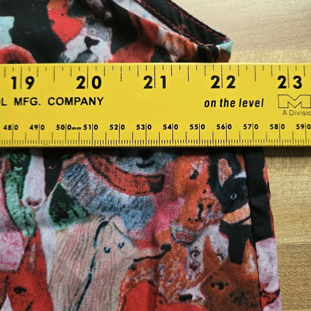 LaVieLente XL Sleeveless Dog Print Blouse Colorful Art Button Front Teacher - Picture 11 of 12